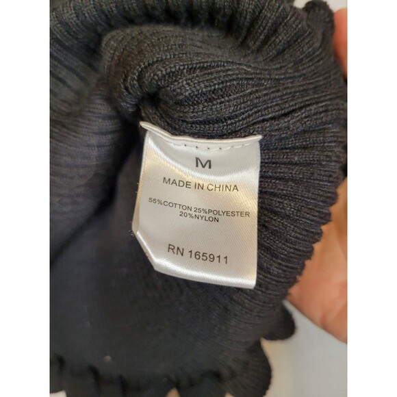 Grace Karma Sweater Womens Medium Black Ribbed Ruffle Hem Preppy Academia - Picture 7 of 8